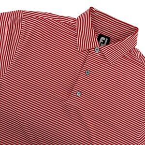 FootJoy Red White Stripe Golf Polo Shirt Mens M Performance DryJoy Athletic